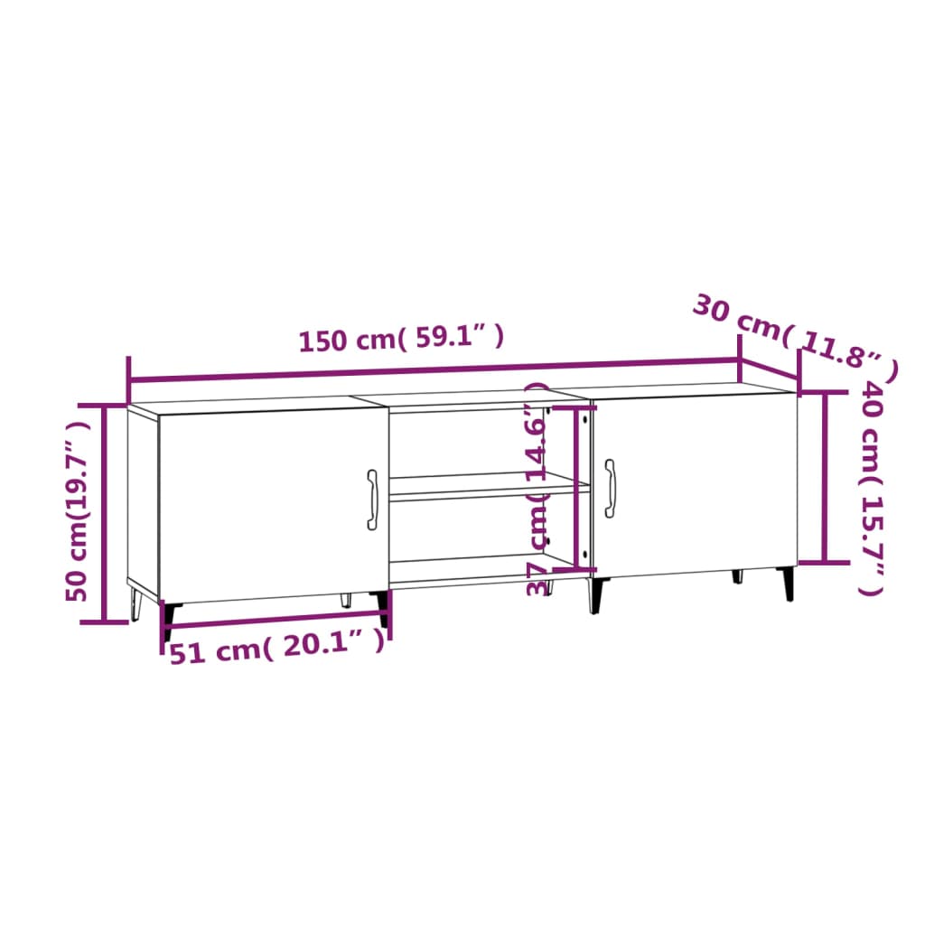 TV-Møbel Brun Eik TV-benk 150x30x50 cm