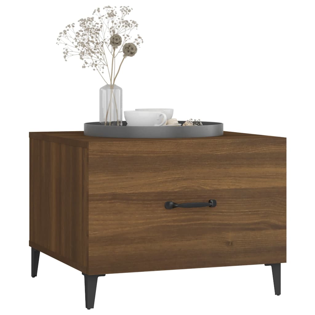 Salongbord Sofabord Brun Eik med metallben 2 stk 50x50x40 cm