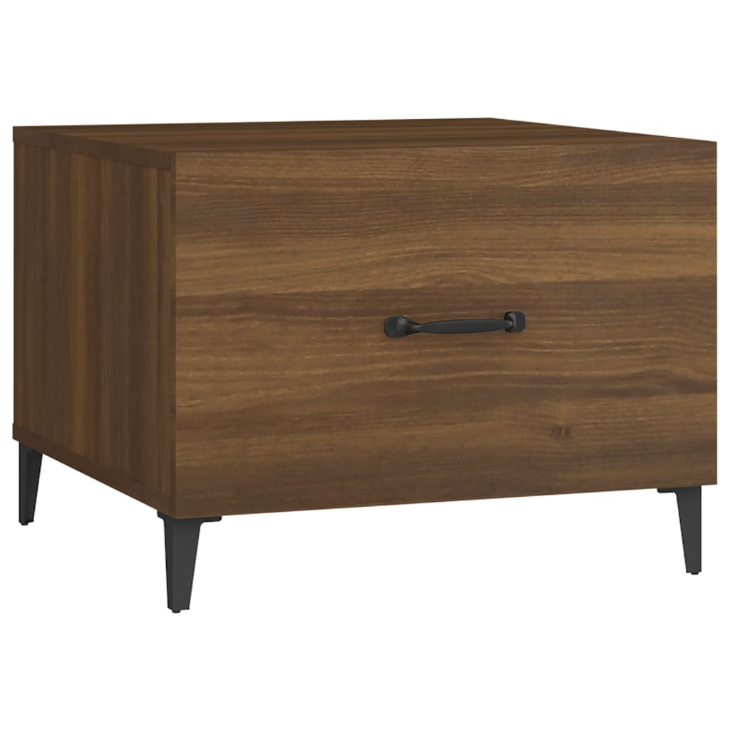 Salongbord Sofabord Brun Eik med metallben 2 stk 50x50x40 cm