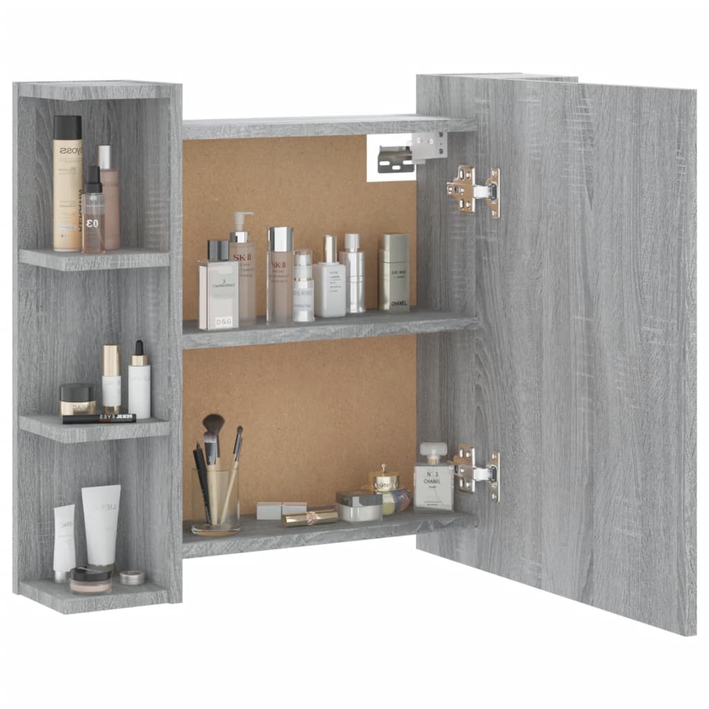 Baderomsspeil Skap med LED Sonoma Grå 70x16,5x60 cm