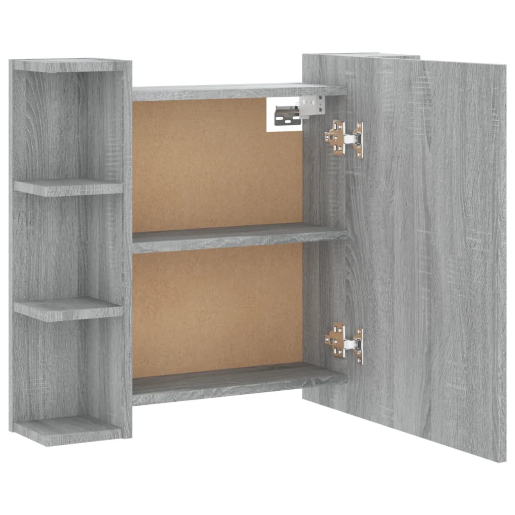 Baderomsspeil Skap med LED Sonoma Grå 70x16,5x60 cm