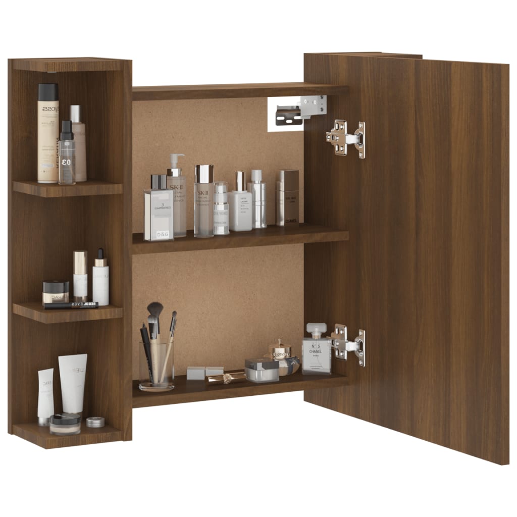 Baderomsspeil Speilskap med LED Brun Eik 70x16,5x60 cm