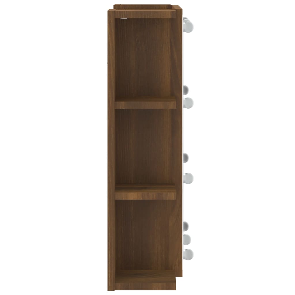 Baderomsspeil Speilskap med LED Brun Eik 70x16,5x60 cm
