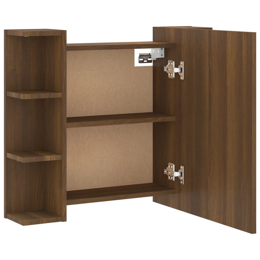 Baderomsspeil Speilskap med LED Brun Eik 70x16,5x60 cm