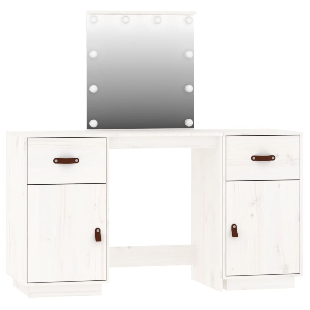Sminkebord Hvit Sett LED heltre furu