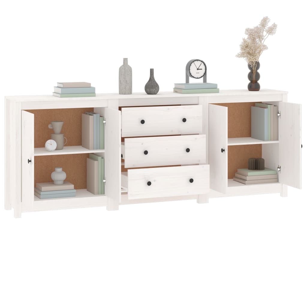Skjenk Hvit 210x35x80 cm heltre furu
