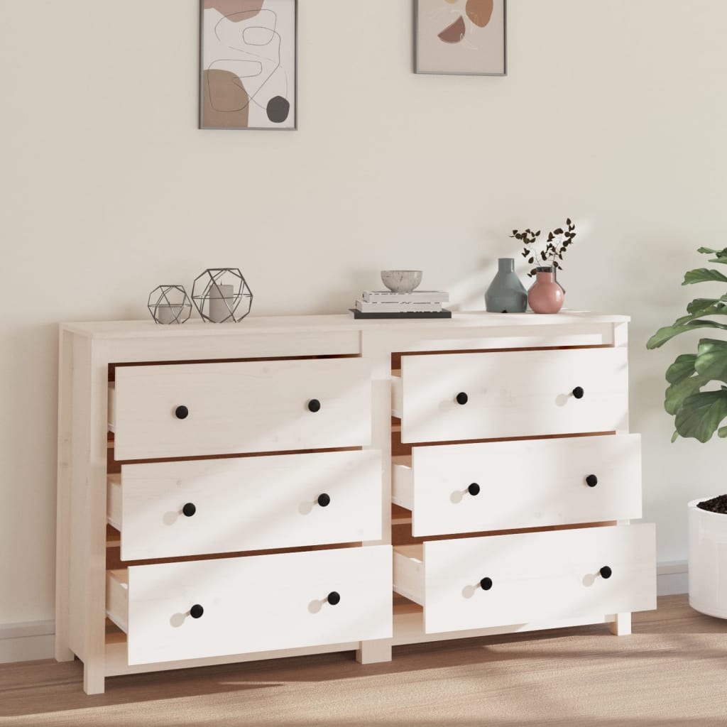 Skjenk Hvit 140x35x80 cm heltre furu