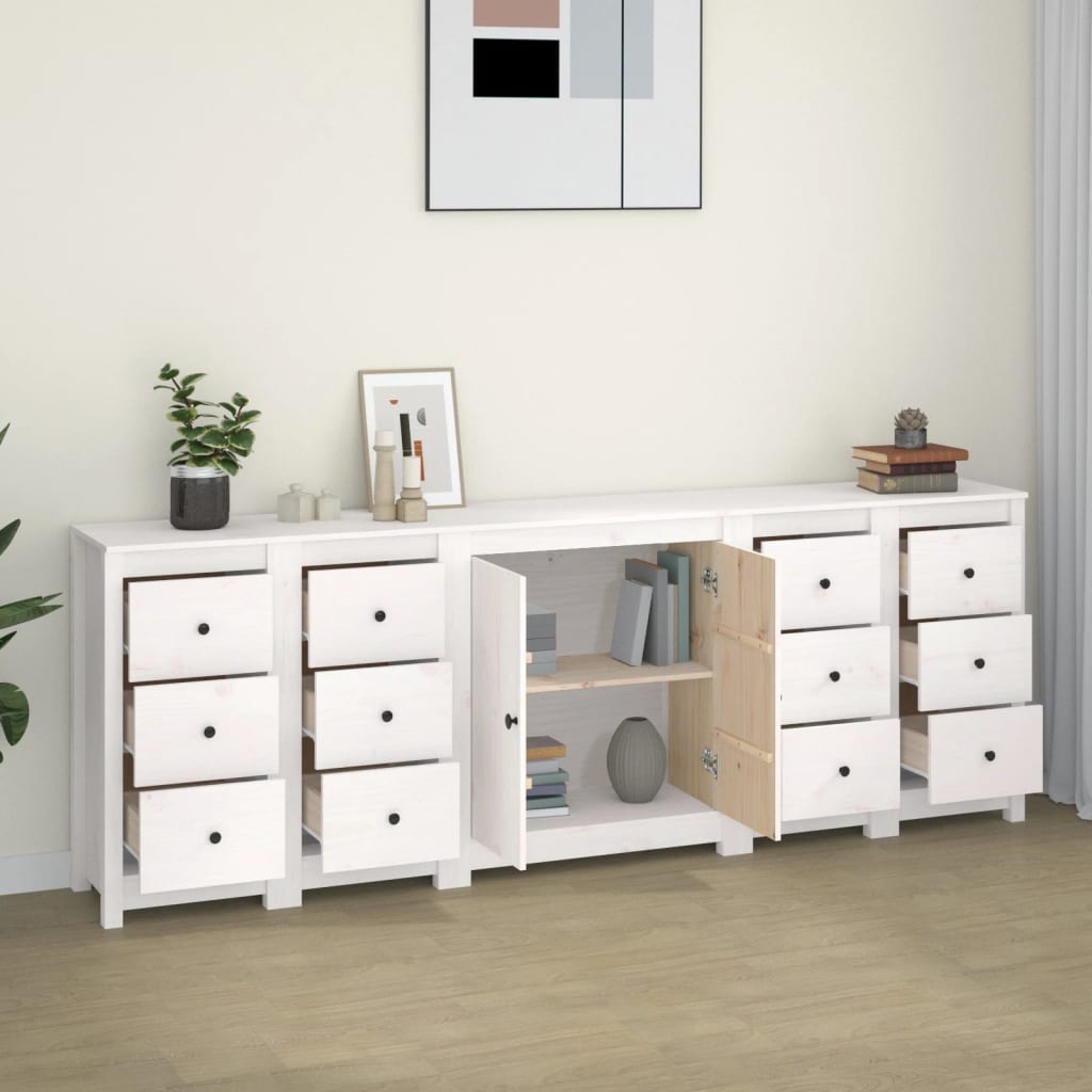 Skjenk Hvit 230x35x80 cm heltre furu