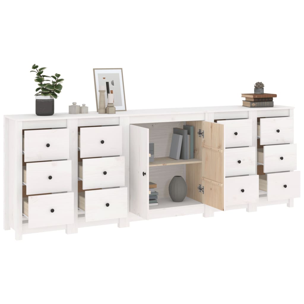 Skjenk Hvit 230x35x80 cm heltre furu