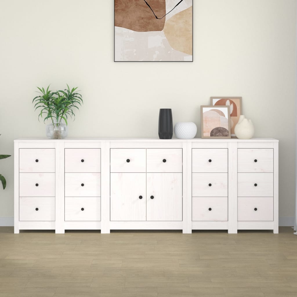 Skjenk Hvit 230x35x80 cm heltre furu
