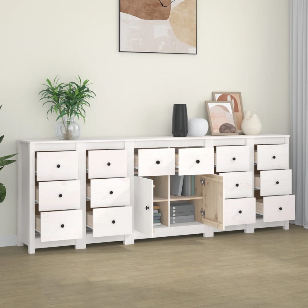 Skjenk Hvit 230x35x80 cm heltre furu