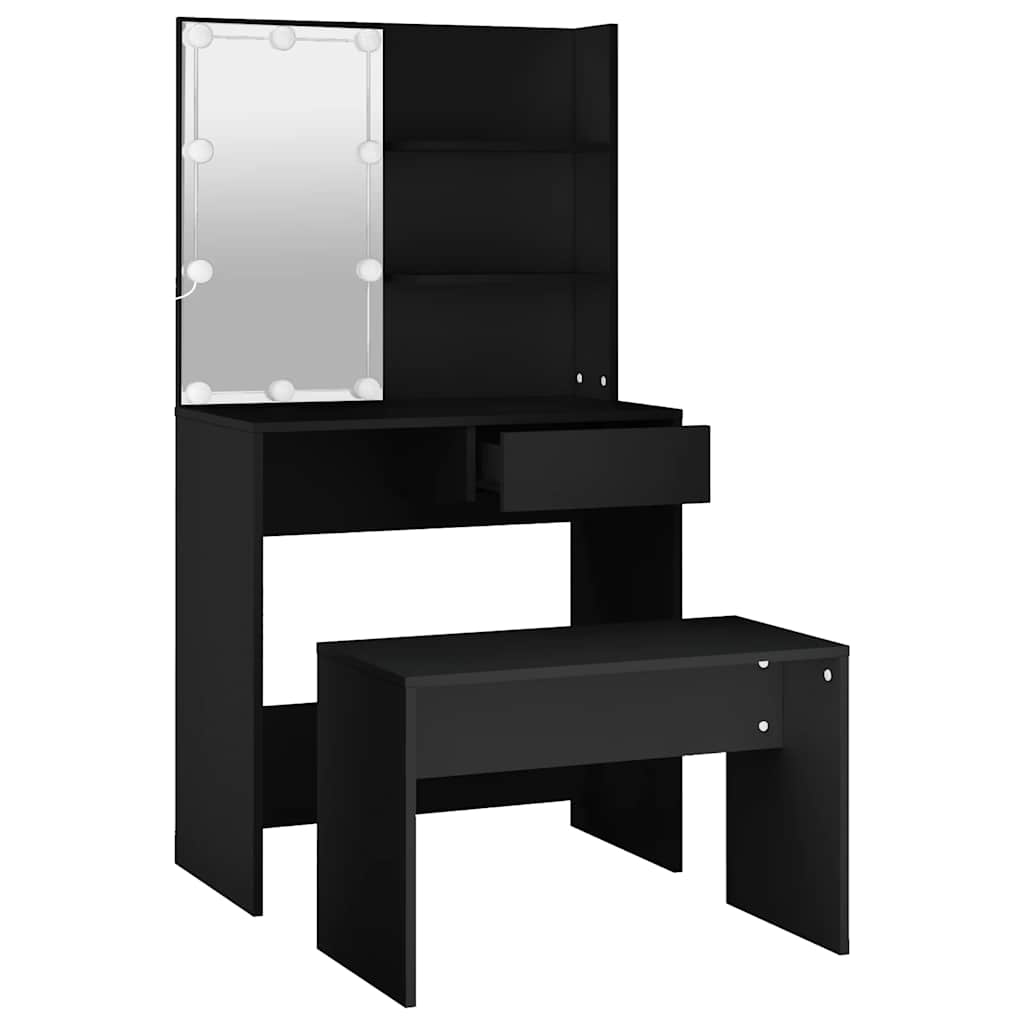Sminkebord Svart Sett LED