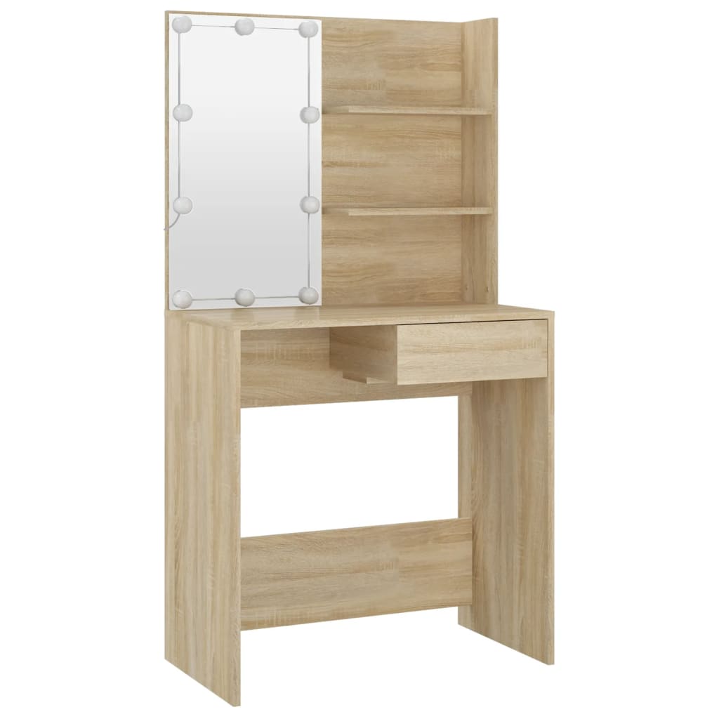 Sminkebord Sonoma Eik Sett LED