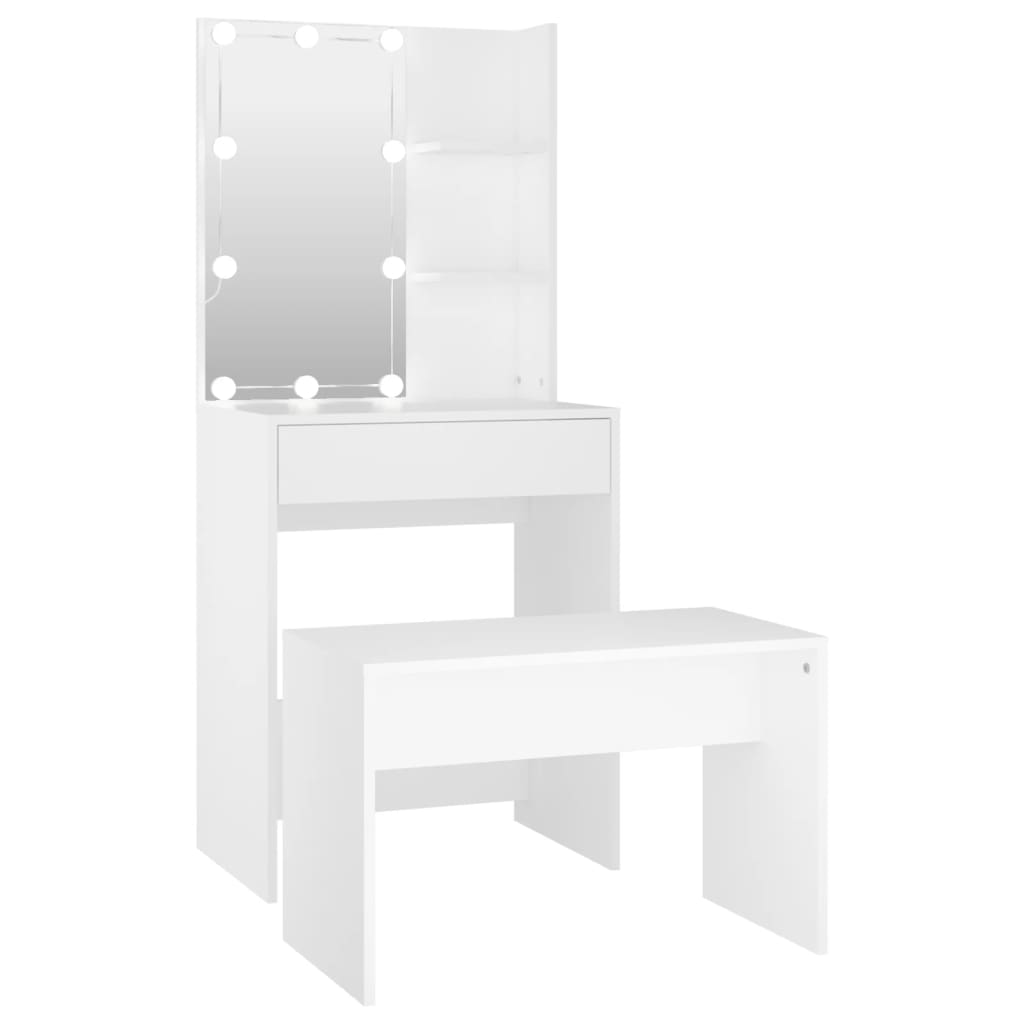 Sminkebord Hvit Sett LED