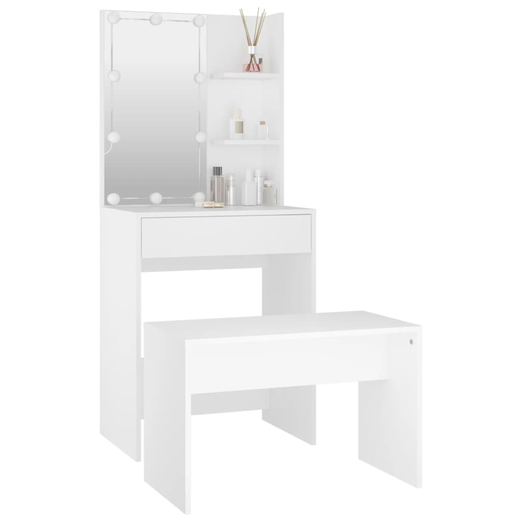 Sminkebord Hvit Sett LED