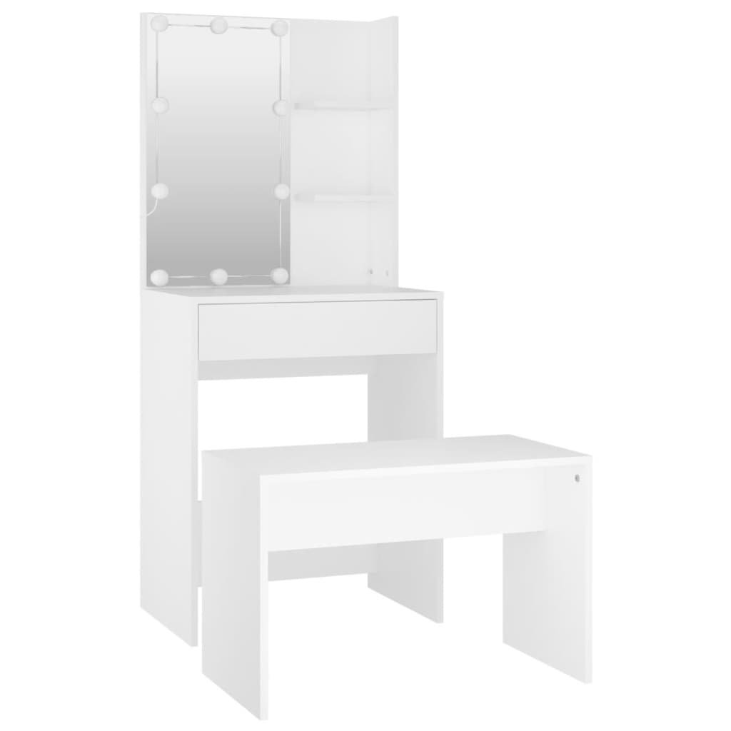 Sminkebord Hvit Sett LED