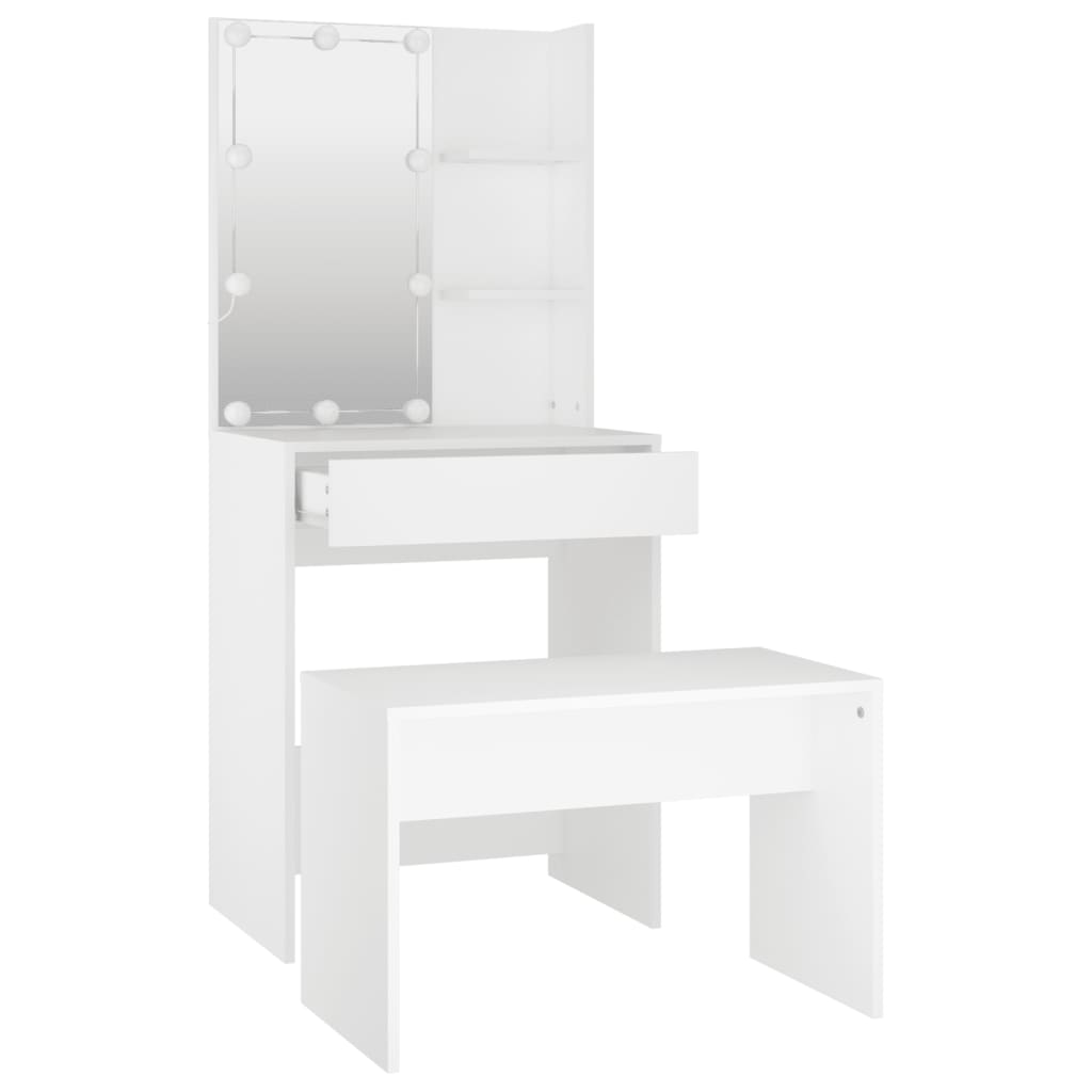 Sminkebord Hvit Sett LED