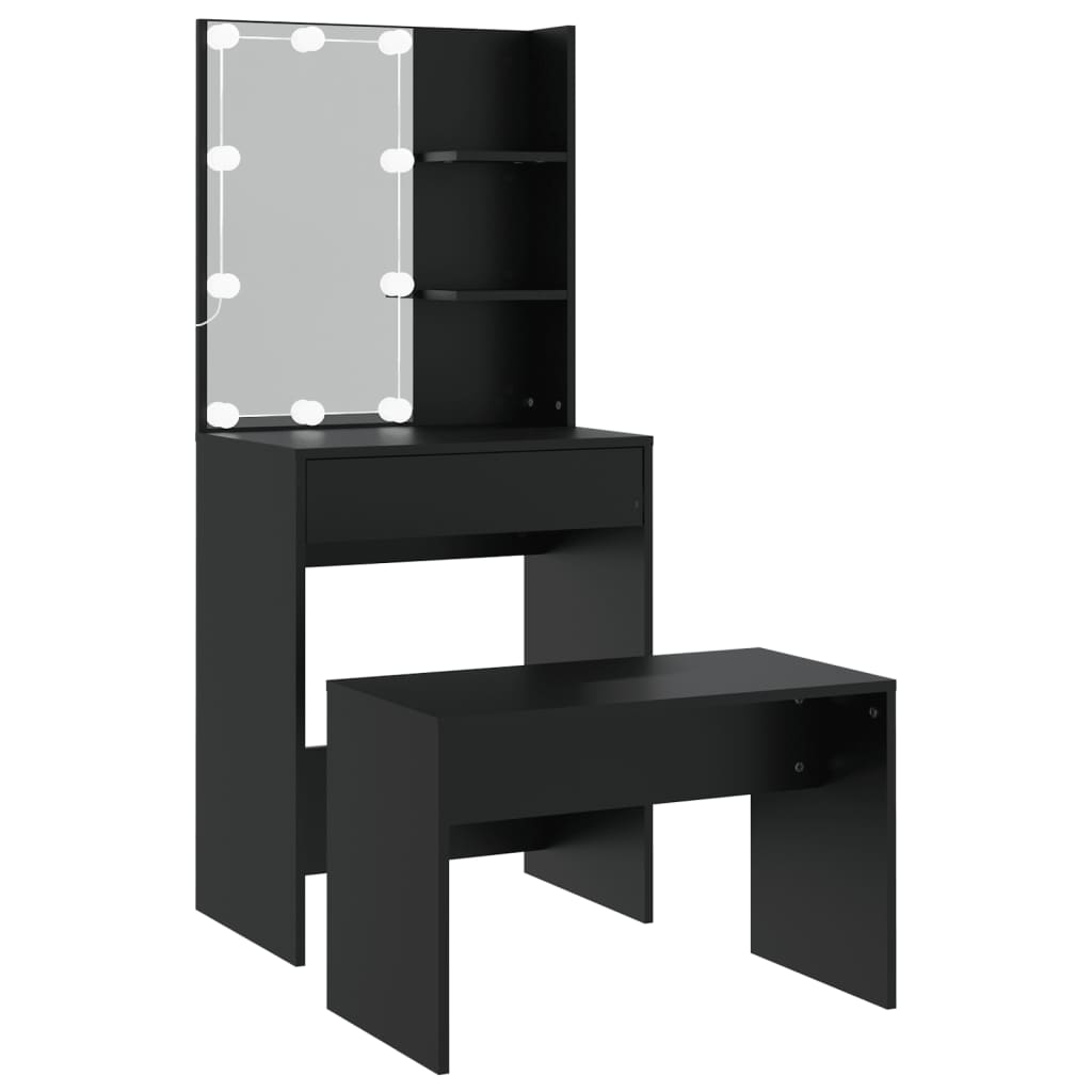 Sminkebord Svart Sett LED