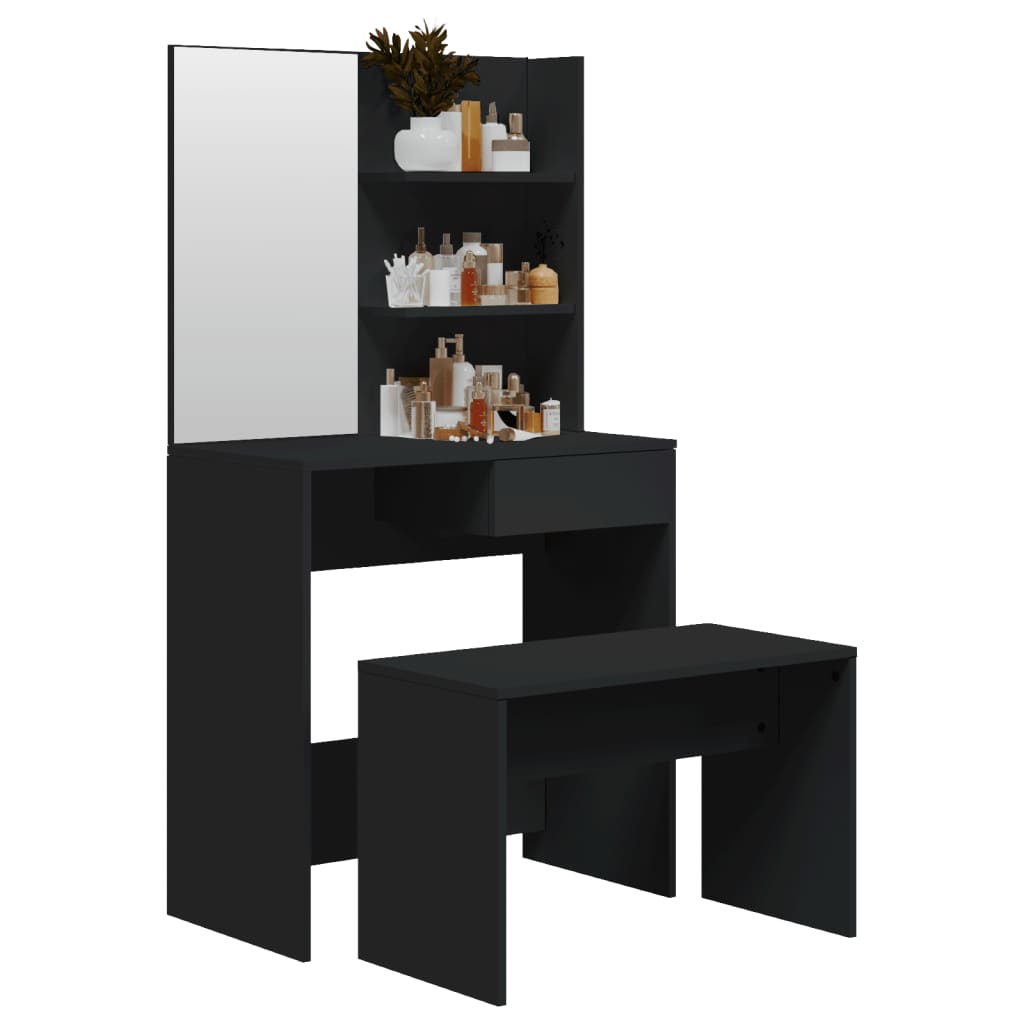Sminkebord Svart Sett 74,5x40x141 cm