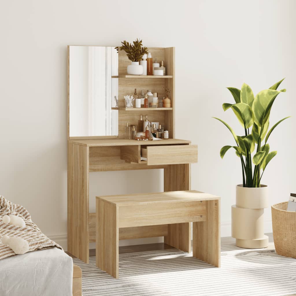 Sminkebord Sonoma Eik Sett 74,5x40x141 cm