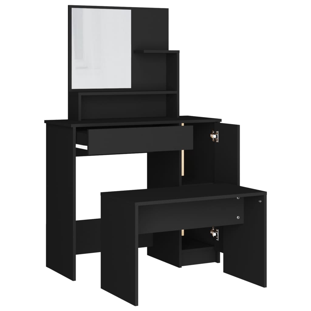 Sminkebord Svart Sett 86,5x35x136 cm