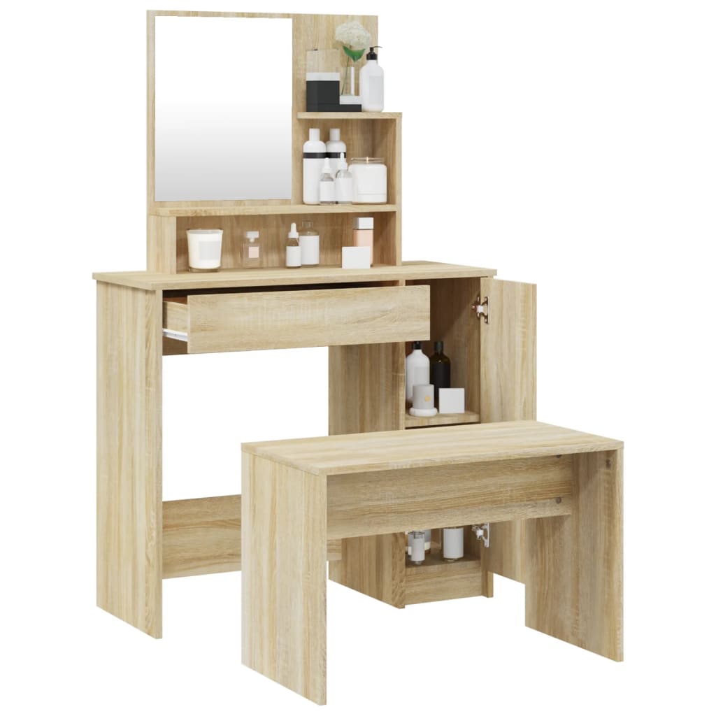 Sminkebord Sonoma Eik Sett 86,5x35x136 cm