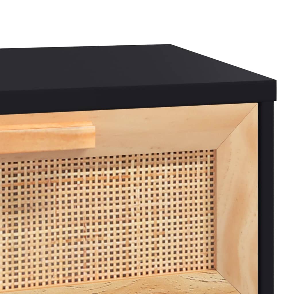 Sidebord Svart 80x40x30 cm og heltre furu