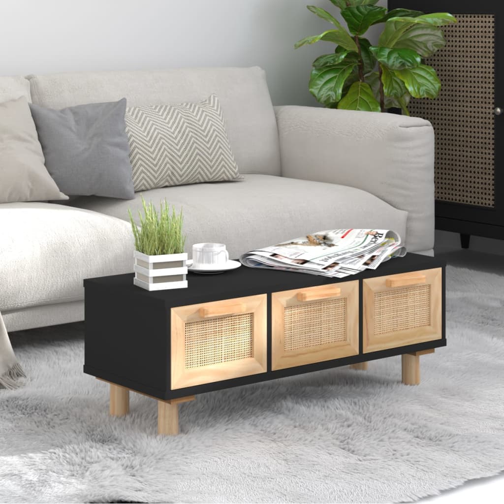 Sidebord Svart 80x40x30 cm og heltre furu