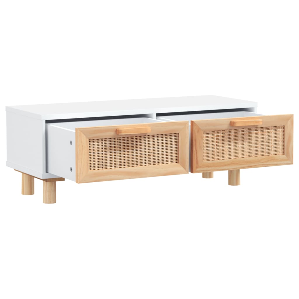 Salongbord Sofabord Hvit 80x40x30 cm og heltre furu