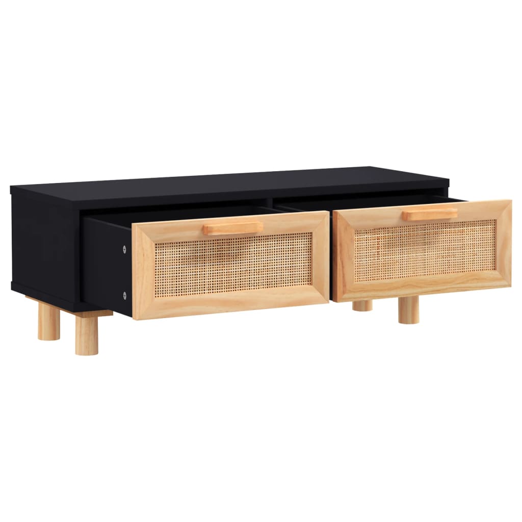 Salongbord Sofabord Svart 80x40x30 cm og heltre furu