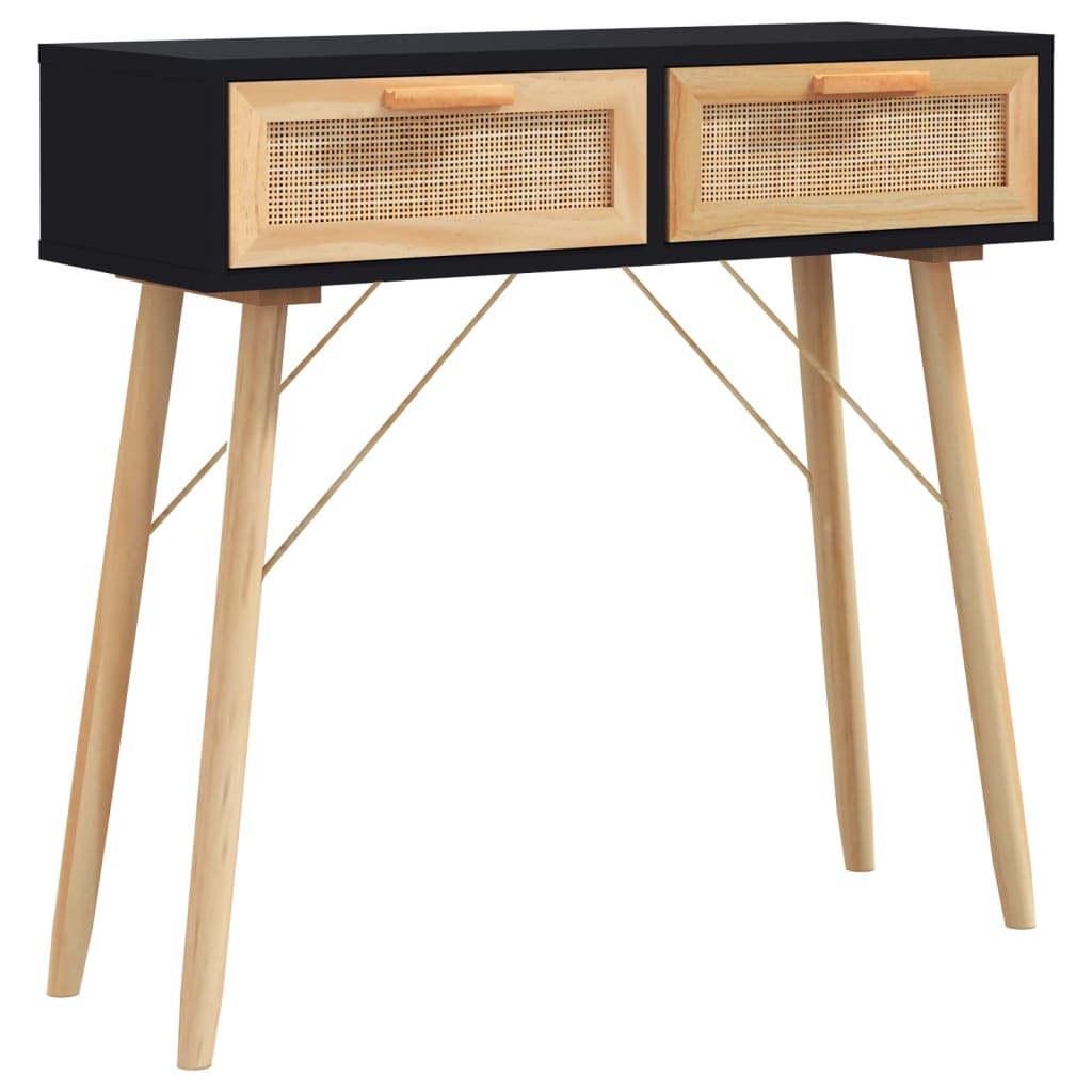 Avlastningsbord Konsollbord Svart 80x30x75 cm heltre furu og naturrotting