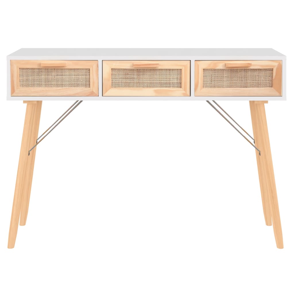Avlastningsbord Konsollbord Hvit 105x30x75 cm heltre furu og naturrotting
