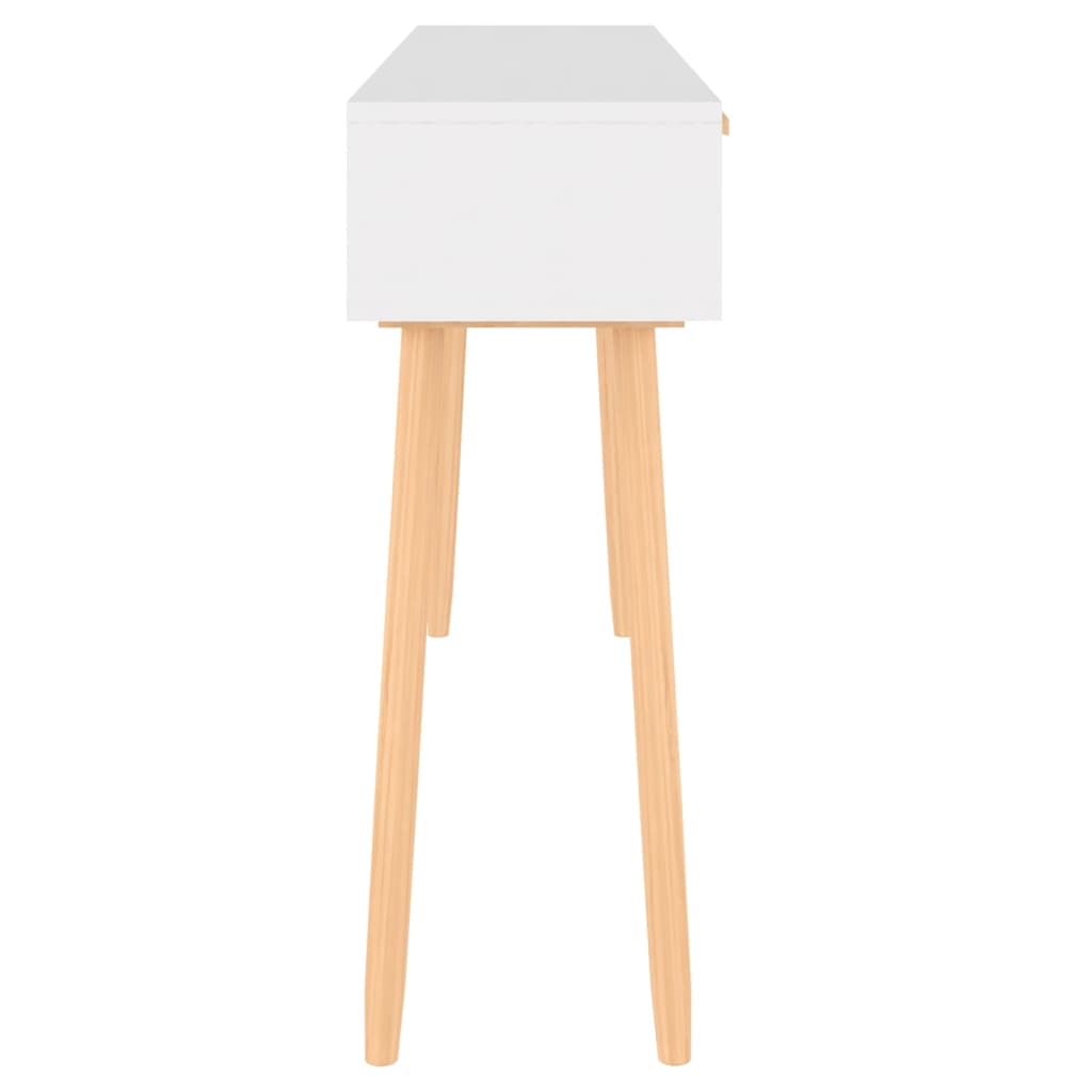 Avlastningsbord Konsollbord Hvit 105x30x75 cm heltre furu og naturrotting