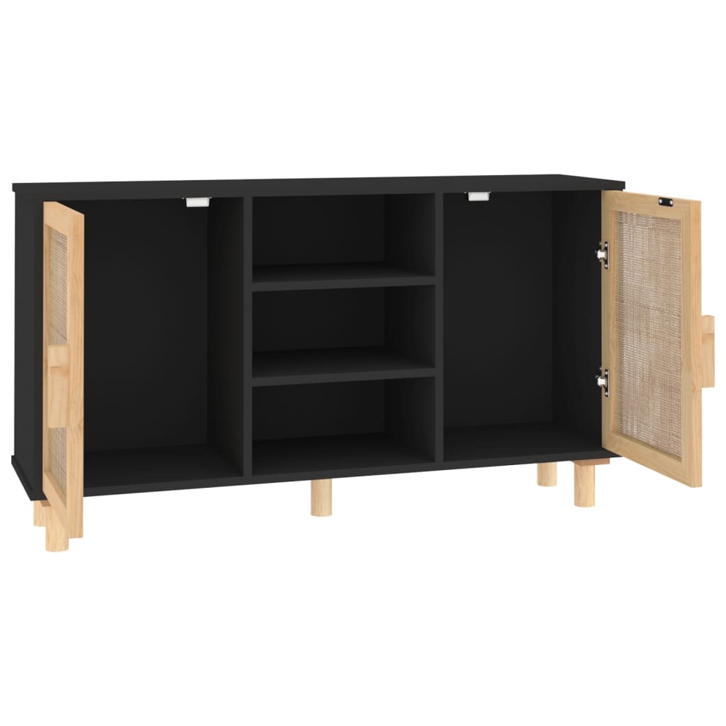 Skjenk Svart 105x30x60 cm heltre furu og naturrotting