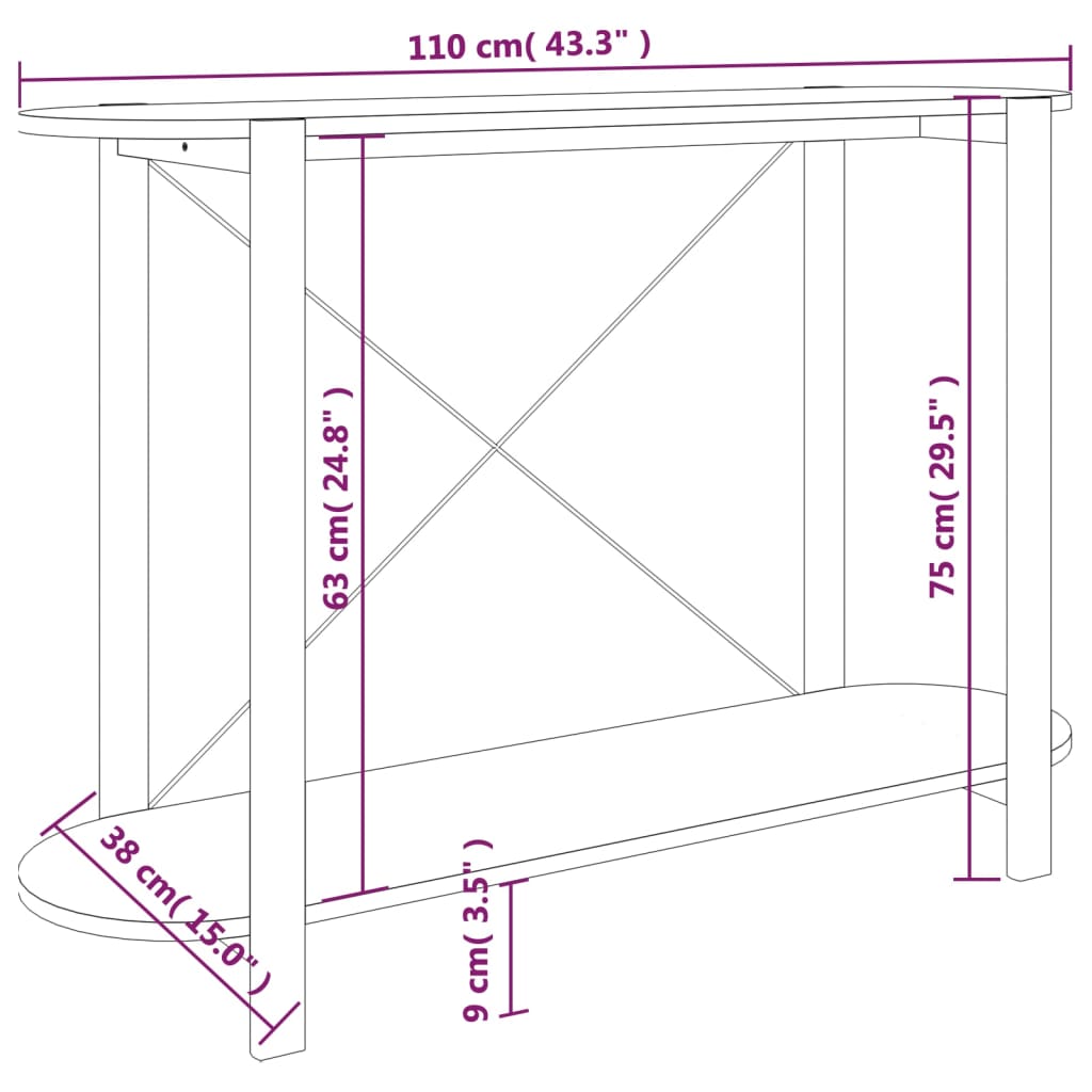 Avlastningsbord Konsollbord Hvit 110x38x75 cm