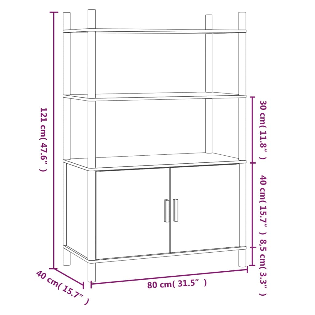 Skap Svart 80x40x121 cm