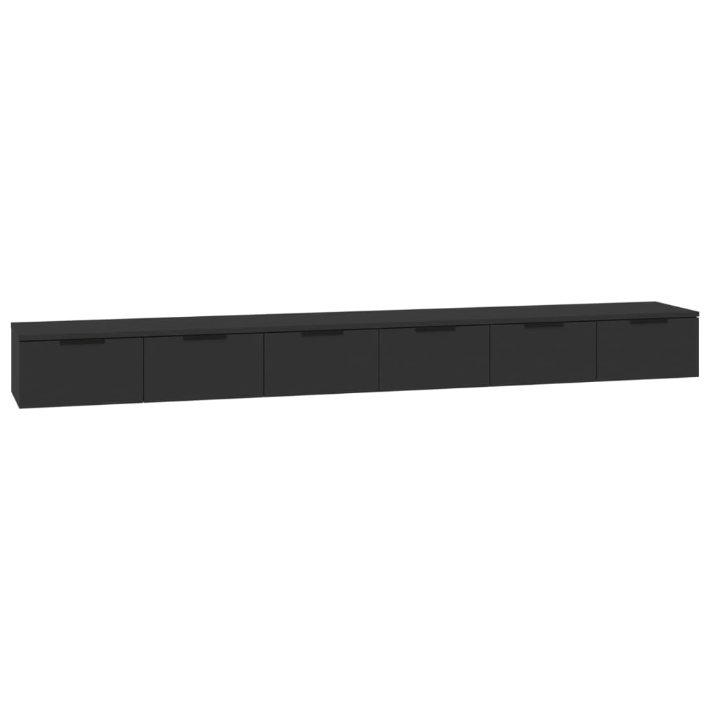 Veggskap 2 stk svart 102x30x20 cm konstruert tre