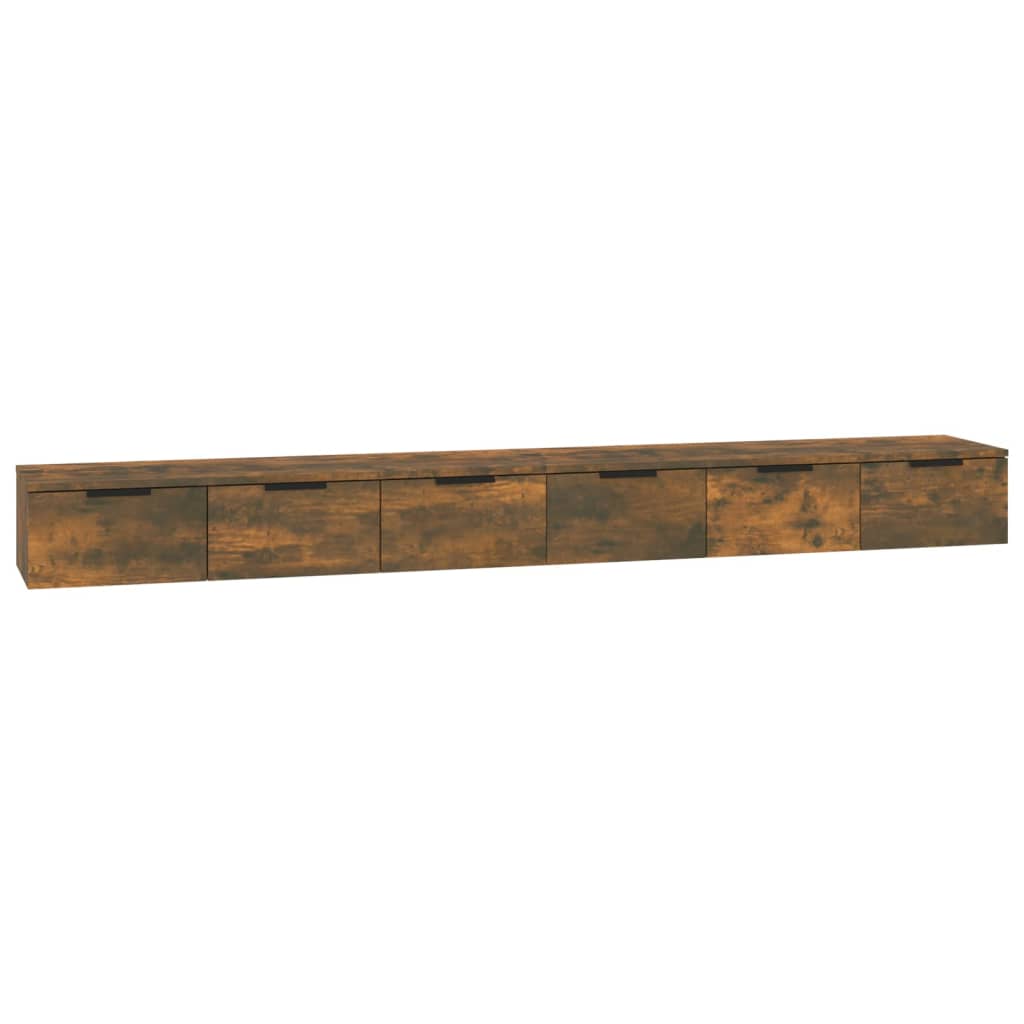 Veggskap 2 stk røkt eik 102x30x20 cm konstruert tre