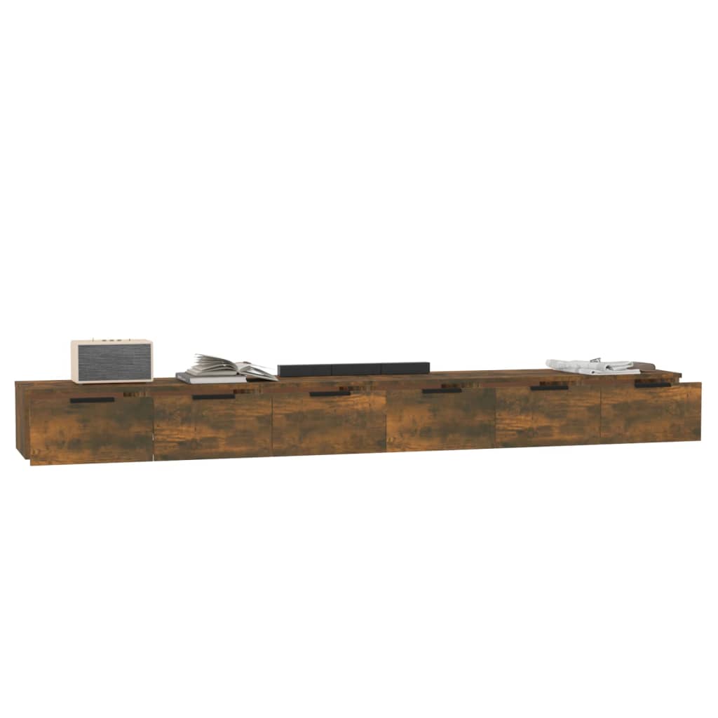 Veggskap 2 stk røkt eik 102x30x20 cm konstruert tre