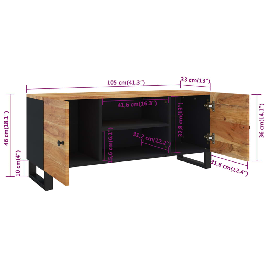 TV-Møbel Tre TV-benk heltre akasie 105x33x46 cm