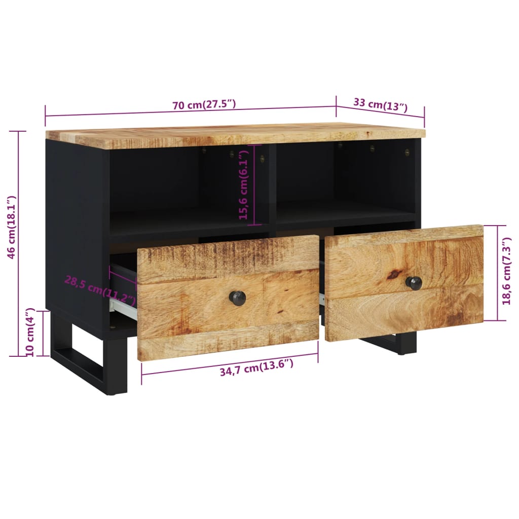 TV-Møbel Tre TV-benk 70x33x46 cm heltre mango