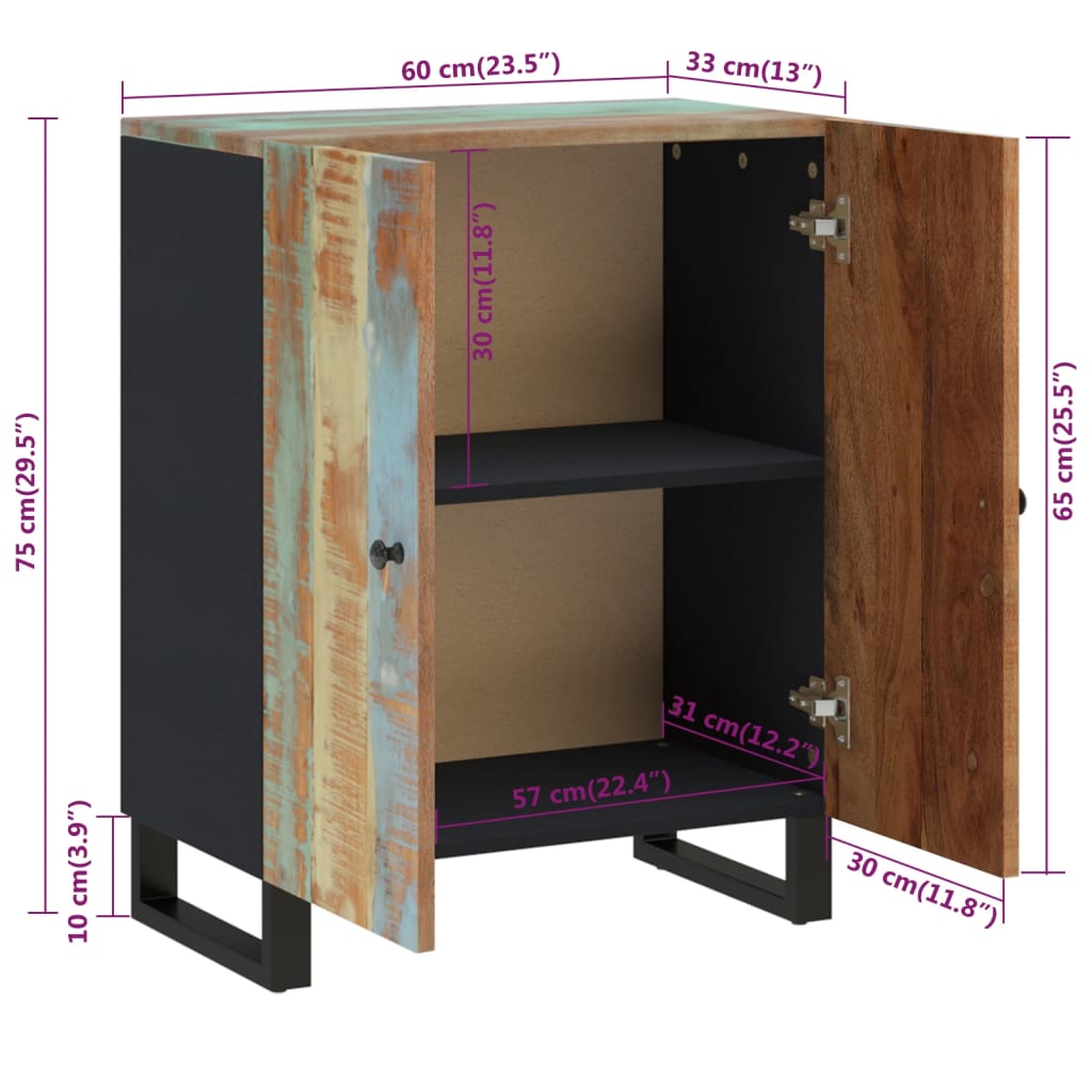 Skjenk Tre 60x33x75 cm gjenvunnet heltre