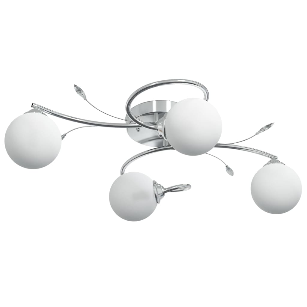 Taklampe med runde glasskjermer for 4 G9 LED-lys