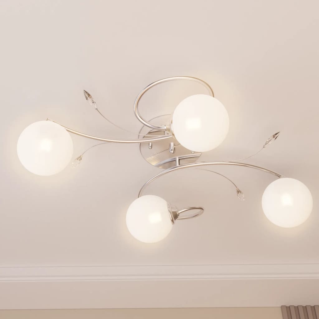 Taklampe med runde glasskjermer for 4 G9 LED-lys