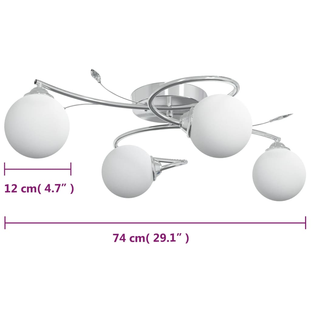 Taklampe med runde glasskjermer for 4 G9 LED-lys