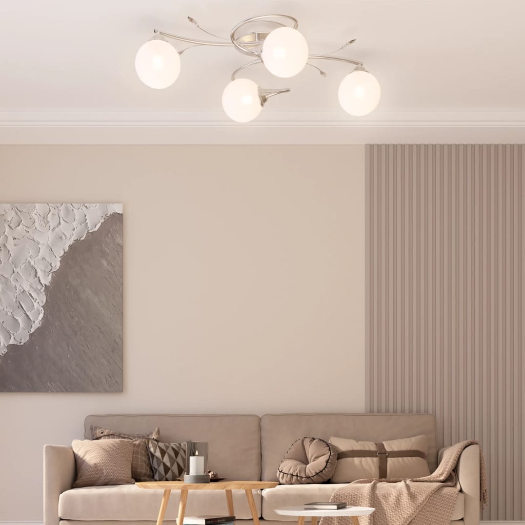 Taklampe med runde glasskjermer for 4 G9 LED-lys