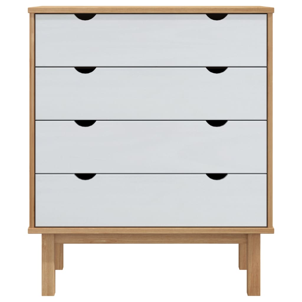 Kommode Brun og Hvit OTTA 76,5x39,5x90 cm heltre furu