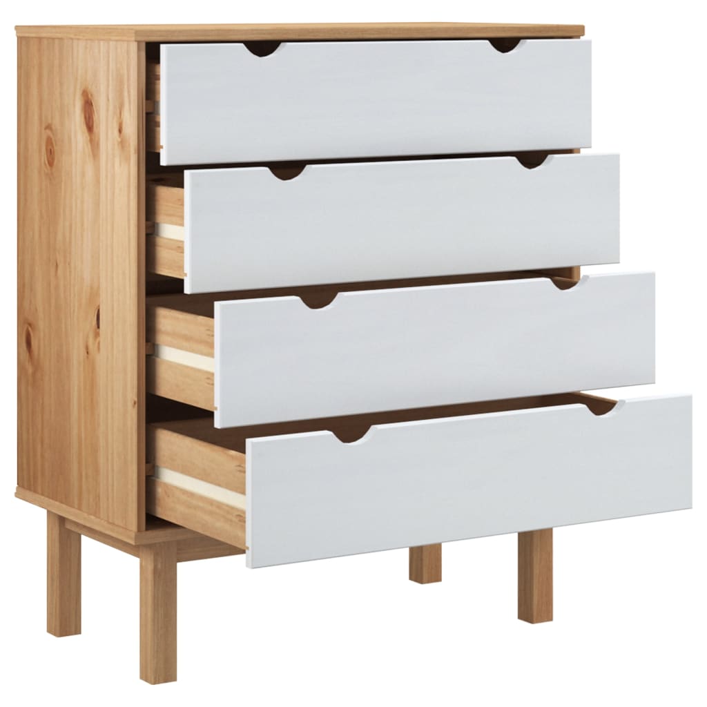 Kommode Brun og Hvit OTTA 76,5x39,5x90 cm heltre furu