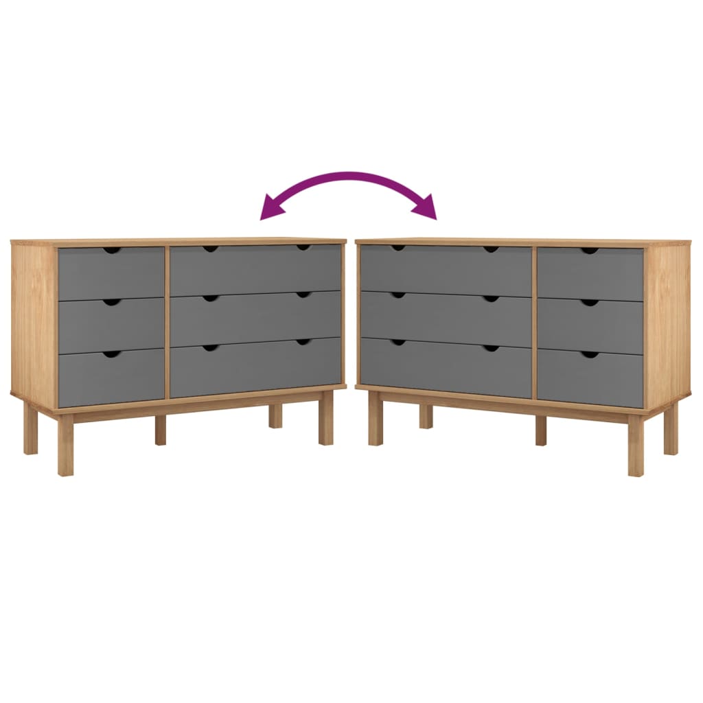 Kommode Brun og Grå OTTA 111x43x73,5 cm heltre furu