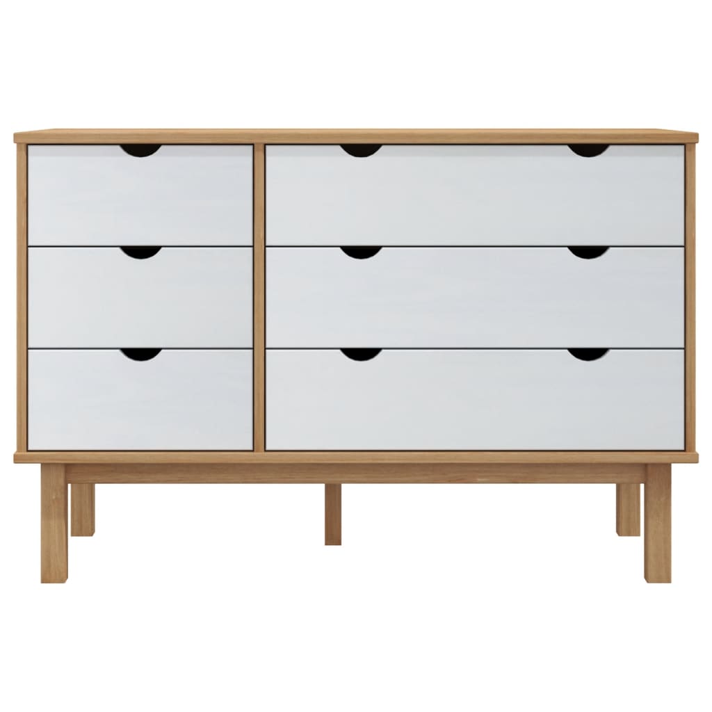 Kommode Brun og Hvit OTTA 111x43x73,5 cm heltre furu